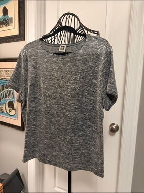 Anne Klein Gray Heathered Short-Sleeve Knit Top